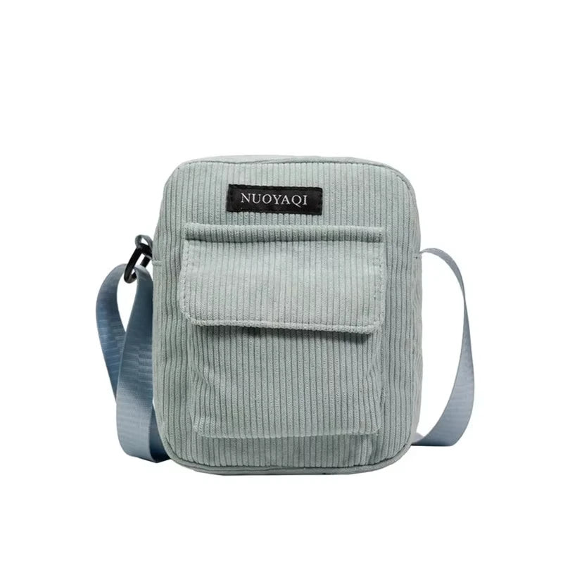 Corduroy Shoulder Handbags Striped Cloth Fabric Casual Zip Canvas Tote mbzr