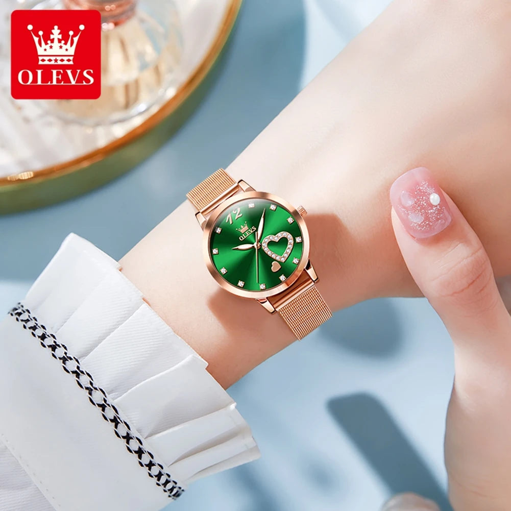 OLEVS 5189 Light Luxury Style Women Quartz Movement Watch Luminous Function 30m Waterproof Milanese Steel Strip Brand Wristwatch mbzr