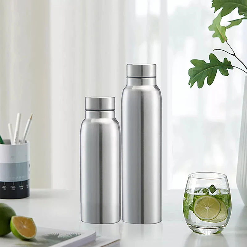Portable Sports Water Bottle 650ML 1000ML Stainless Steel Single Wall Large Capacity Kettle Outdoor Bicycle Sports Drinking mbzr