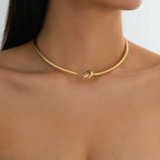 Minar Minimalist Hollow Out Knotted Open Adjustable Torques for Women Female 18K Gold Silver PVD Plated Stainless Steel Choker