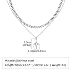 Vnox 2pcs/set Link Chain Chokers Four-point Star Pendant O-Chain Necklace Set for Men, Stainless Steel Silver Color Jewelry Gif