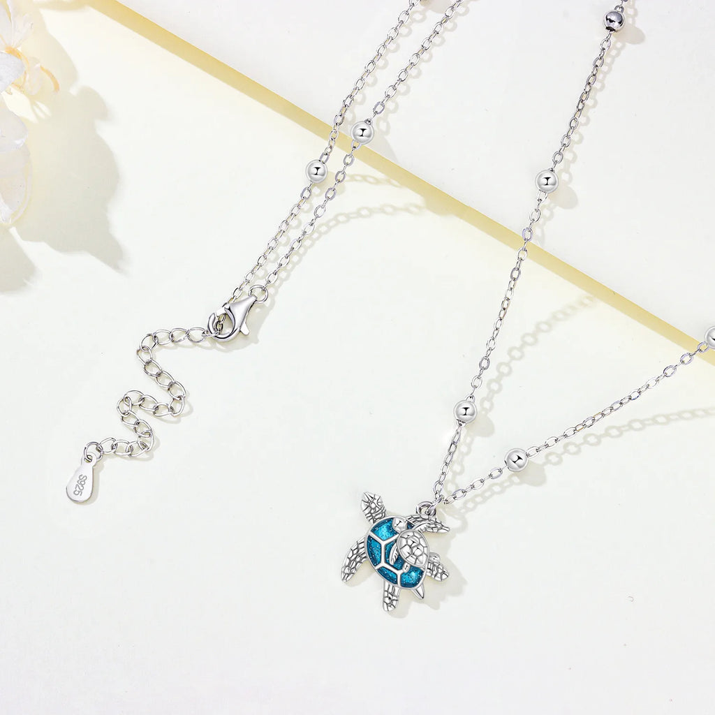 Original 925 Sterling Silver Mother and Baby Turtle Necklace Y-shaped Chain Necklace For Women Memorial Prayer Jewelry Gift 2026 mbzr