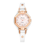 JewelryWe Women's Waterproof Quartz Watch Arabic Dial Leather Strap