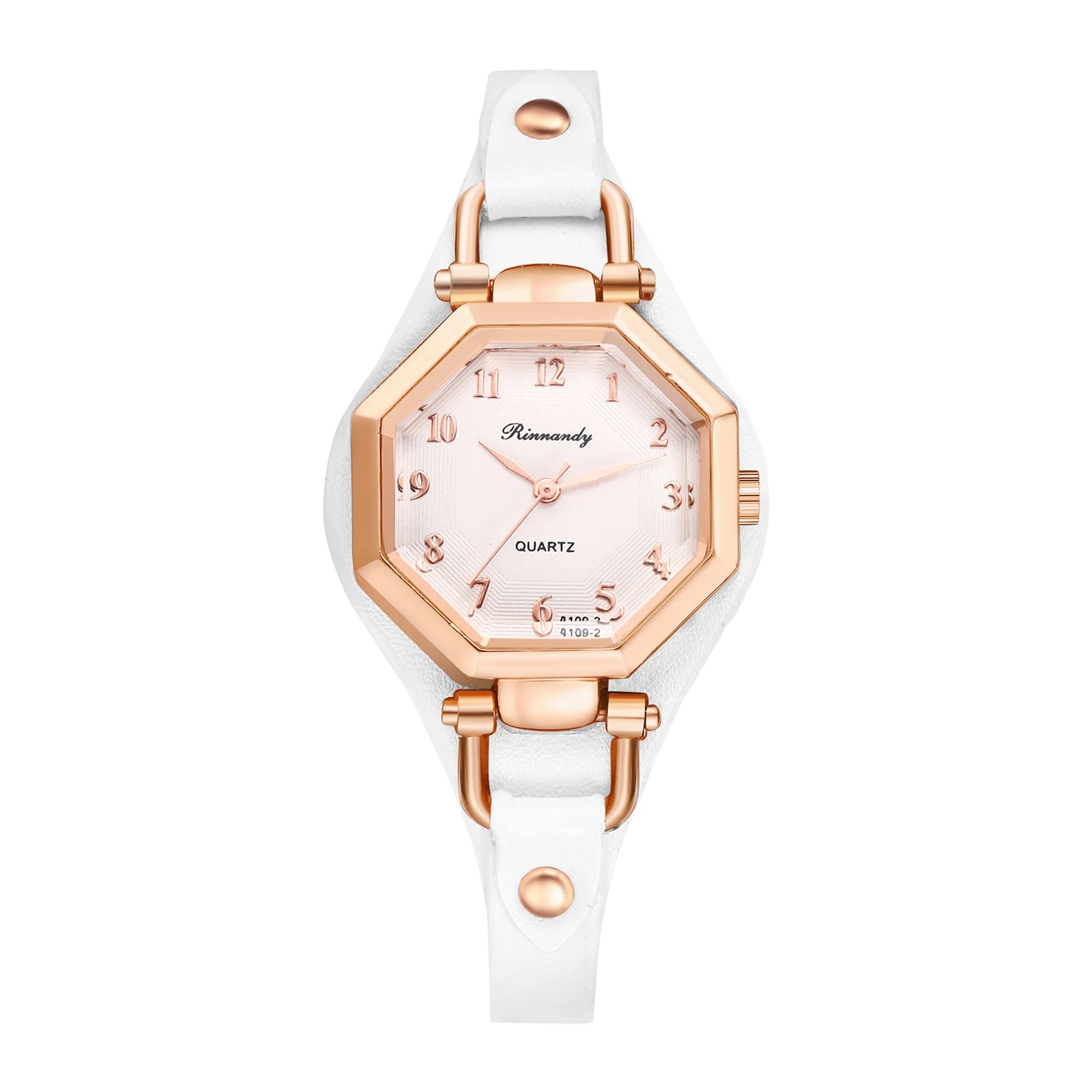 JewelryWe Women's Waterproof Quartz Watch Arabic Dial Leather Strap
