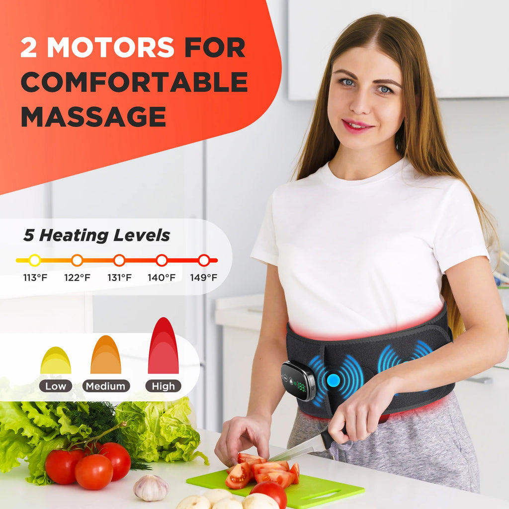 5-speed Heated Waist Belt Lower Back Lumbar Support Heating Pad 3 Vibration Massage Brace Abdomen Warm Menstrual Care Wrap mbzr