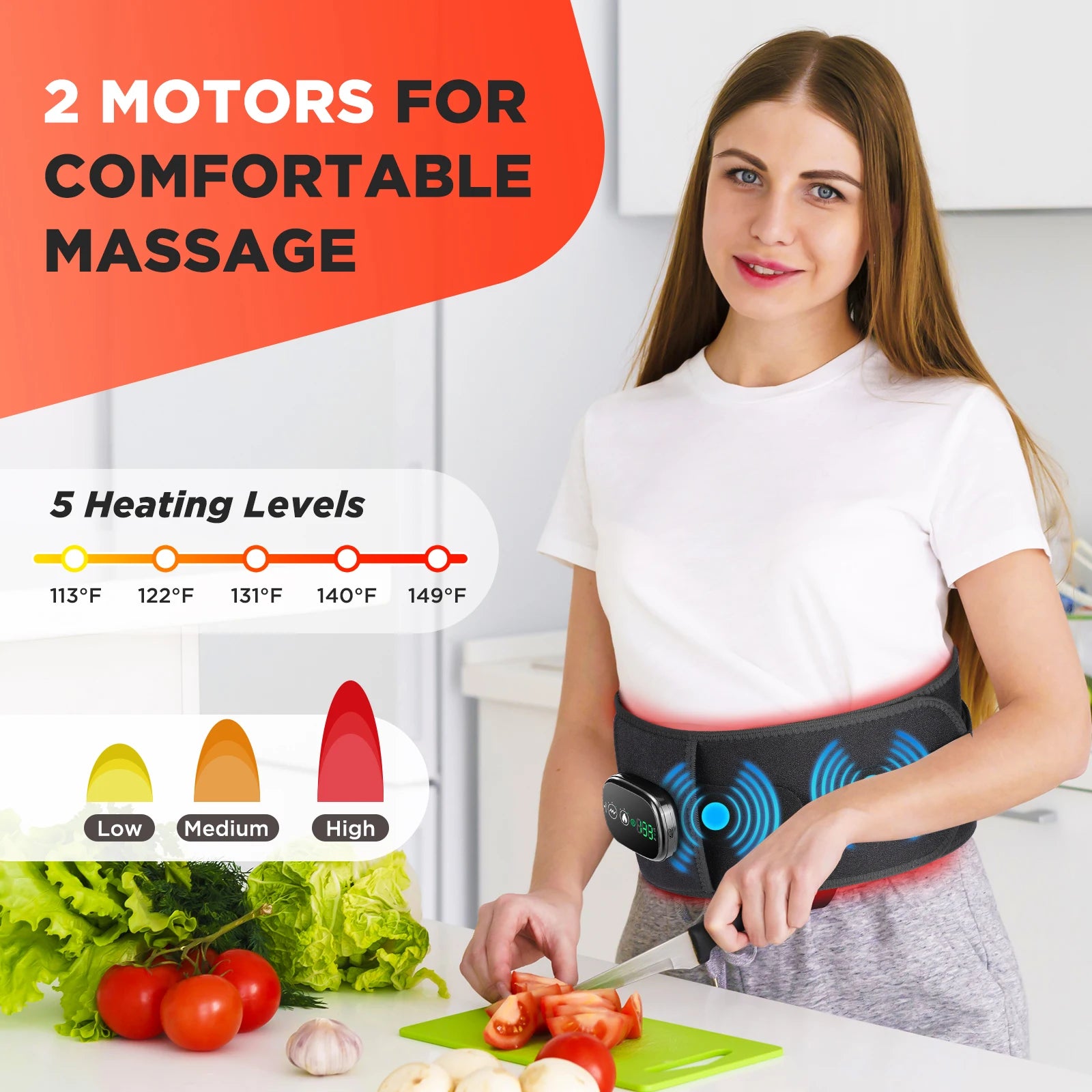 5-speed Heated Waist Belt Lower Back Lumbar Support Heating Pad 3 Vibration Massage Brace Abdomen Warm Menstrual Care Wrap mbzr
