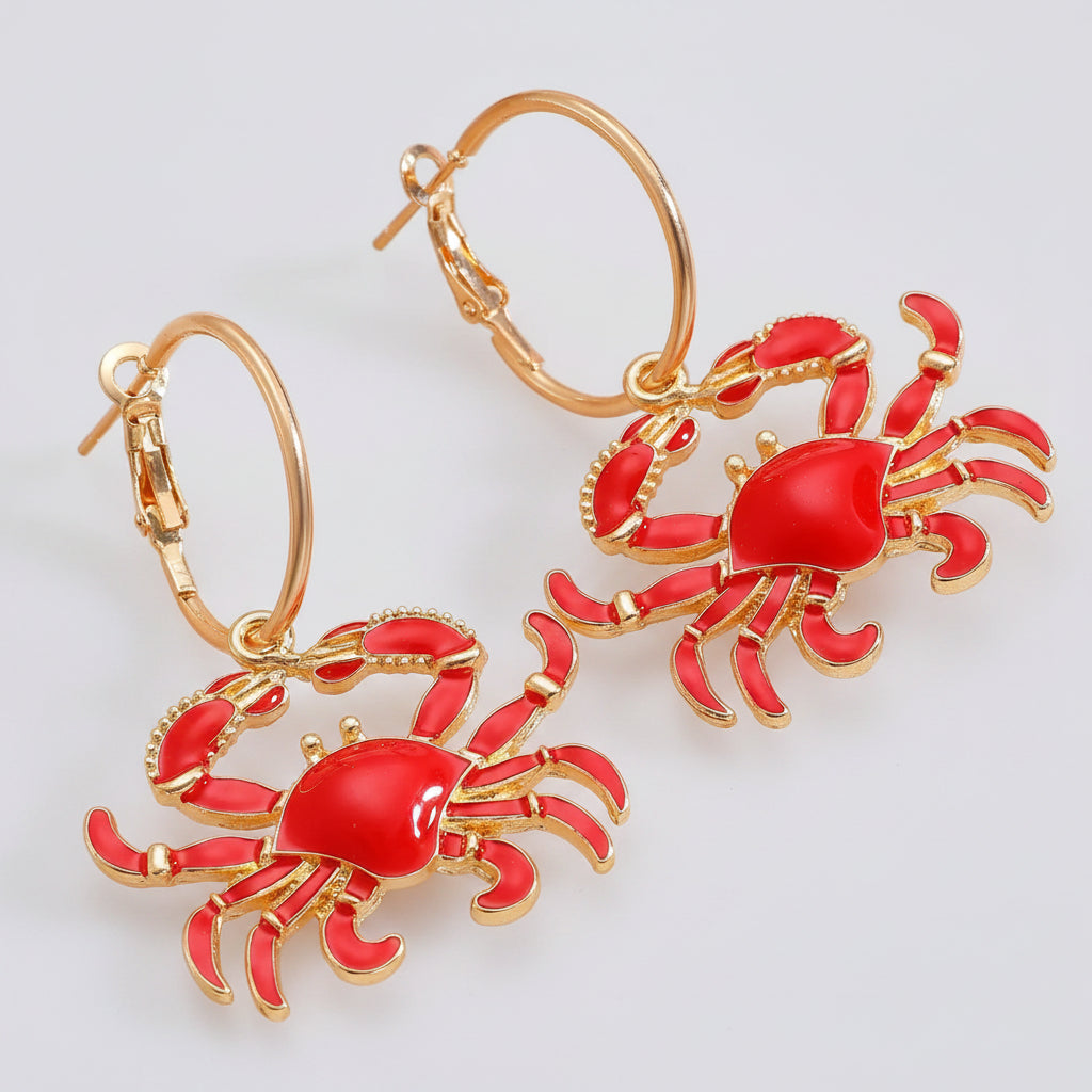 Beach Ocean Vacation Style Exaggerated Alloy Crab Pendant Earrings Personalized Earrings for Women mbzr