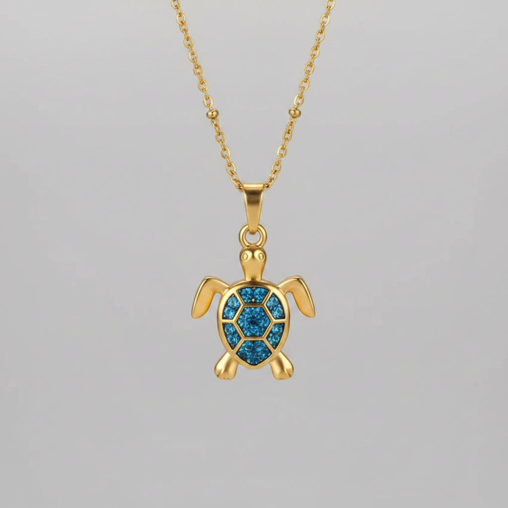 Cute Turtle Butterfly Pendant Necklace Stainless Steel Beads Chain Colored Charm Necklace Summer Beach Jewelry Gifts for Women mbzr