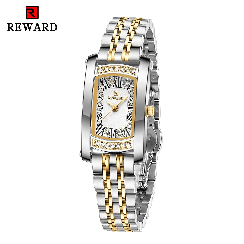 REWARD Luxury Woman Wristwatch Waterproof Luminous Date Diamond Dial Rectangle Watch For Ladies Quartz Women Watches mbzr