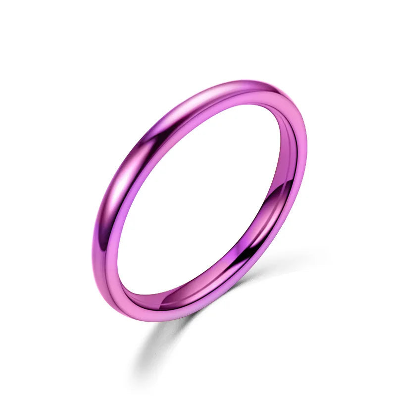 1PC 2mm Thin Stainless Steel Rings Rose Gold Fashion Simple Titanium Steel Rings for Women Girl Gifts