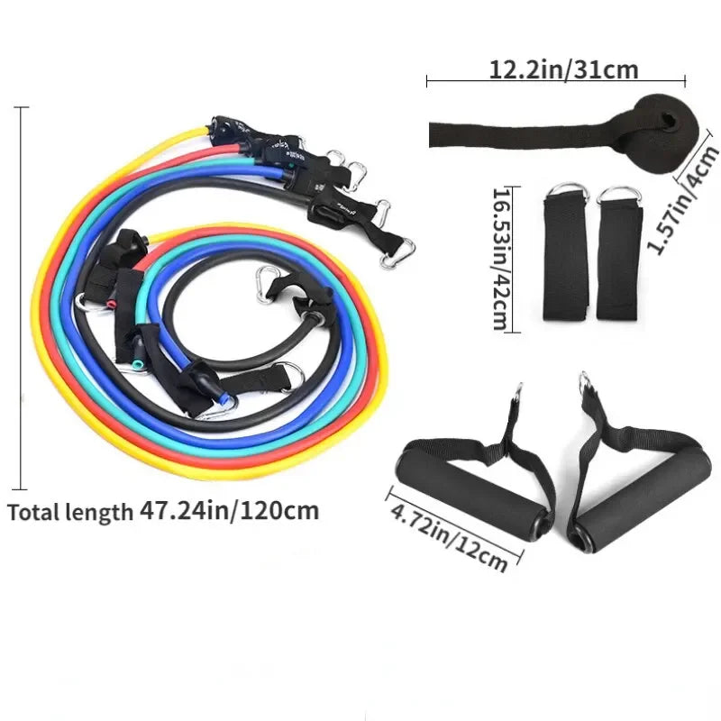 Multifunction Fitness Tension Rope 5-Tube Elastic Yoga Pedal Puller Resistance Band Tension Rope for Stretching Abdomen Training mbzr