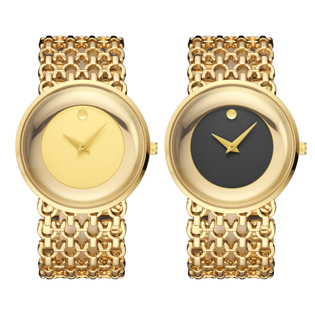 YaLaLuSi Full Gold Hollow Chain Ladies Watch Minimal Rhinestone Dot Dial Luxury Quartz Wristwatch Elegant Women  Gift