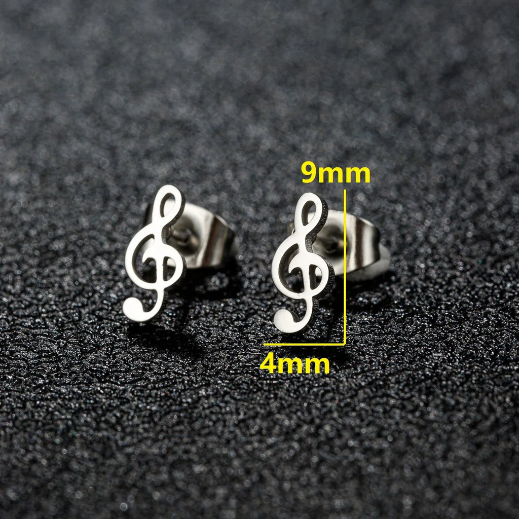1 Pair Mini Music Earrings Stainless Steel Lovely Small Ear Studs for Women Charm Musical Note Earring Jewelry gift