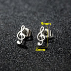 1 Pair Mini Music Earrings Stainless Steel Lovely Small Ear Studs for Women Charm Musical Note Earring Jewelry gift