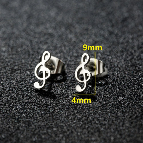 1 Pair Mini Music Earrings Stainless Steel Lovely Small Ear Studs for Women Charm Musical Note Earring Jewelry gift