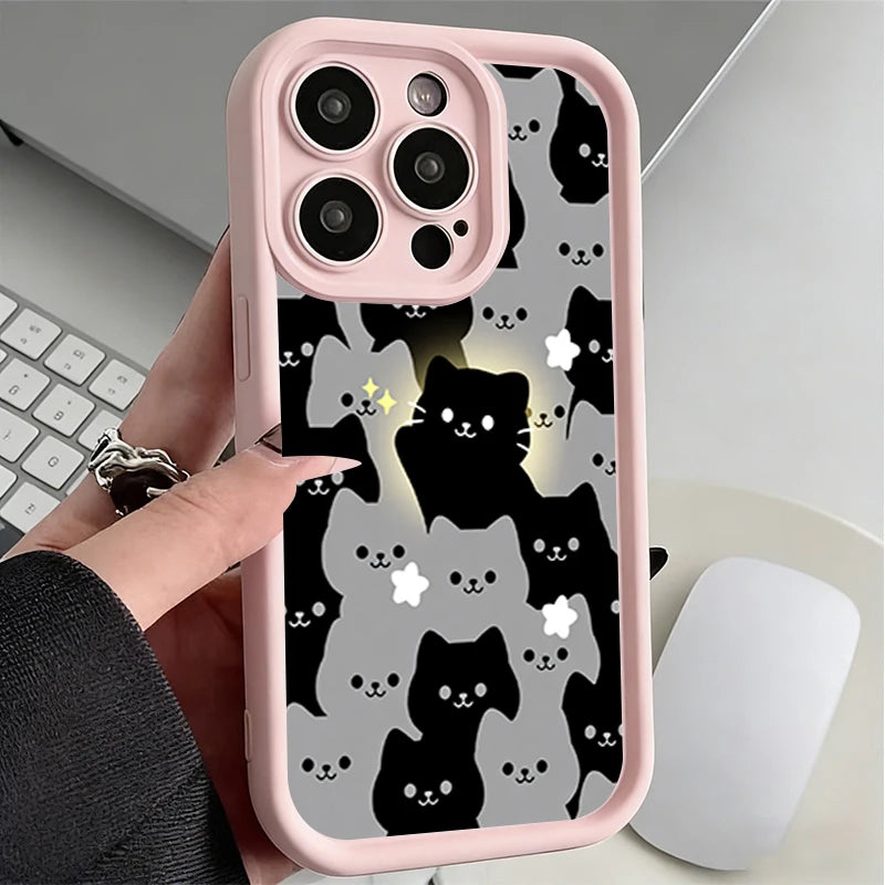 Soft TPU Case For  IPhone 17promax/17air 16 15 14 13 12 11 Pro Max X XS Anti-drop silicone phone case.Lovely Cartoon Cat Couple