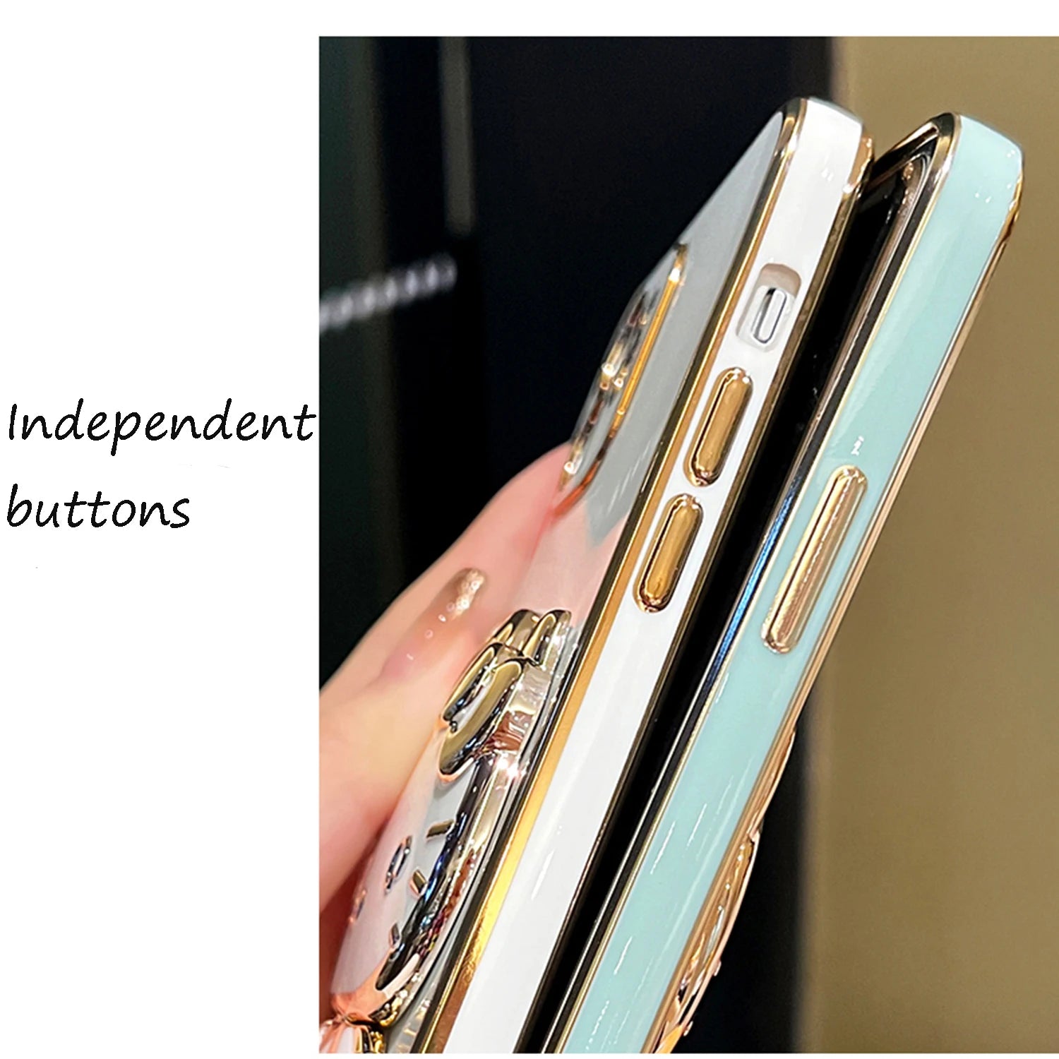 Mirror Rabbit Flower Strap Case For iPhone 14 13 12 11 Pro Max 13Pro 12Pro X XR Xs Max 6 7 8 Plus Stand Cover