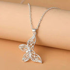 Sterling Silver Butterfly Pendant Necklace Snake Chain Women