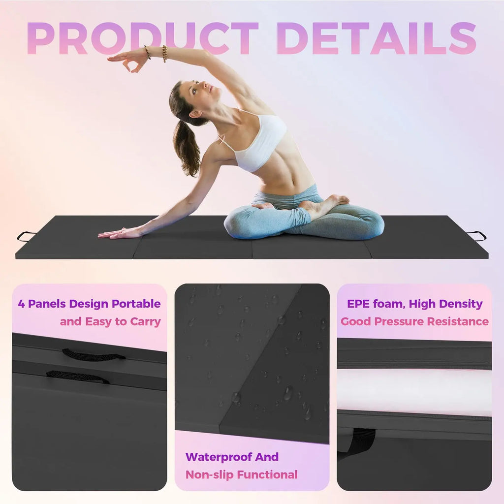 Gymnastics Mat,4-/5-fold Exercise Mats, Gymnastics Tumbling Mats, Thick Portable Home Gym Floor Pad for Yoga, Pilates, Aerobics mbzr