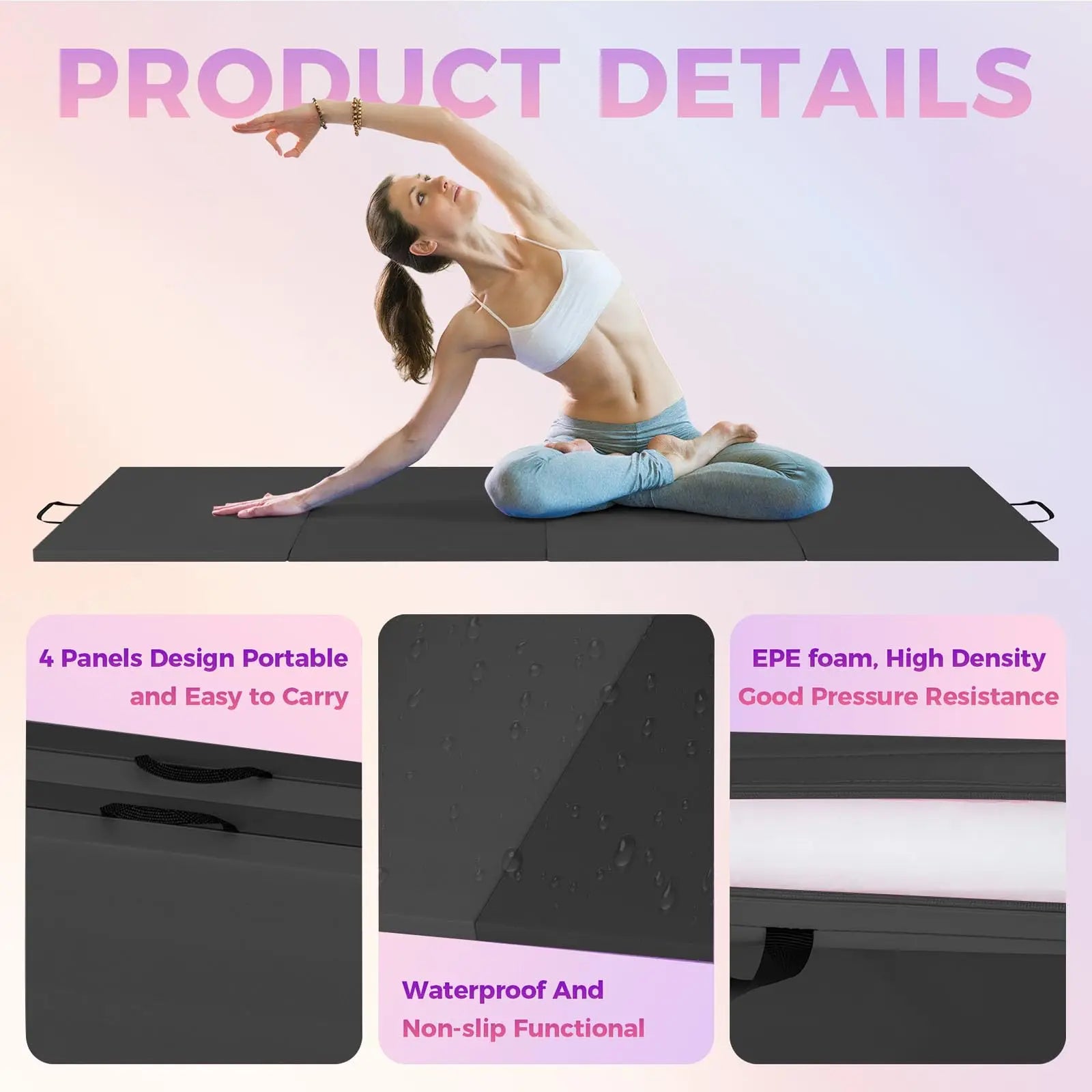 Gymnastics Mat,4-/5-fold Exercise Mats, Gymnastics Tumbling Mats, Thick Portable Home Gym Floor Pad for Yoga, Pilates, Aerobics mbzr