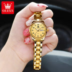 OLEVS 5567 Fashion Original Quartz Movement Women Watch Week Date Display Calendar Window 30m Waterproof Large Numeral Dial HD Luminous Watch