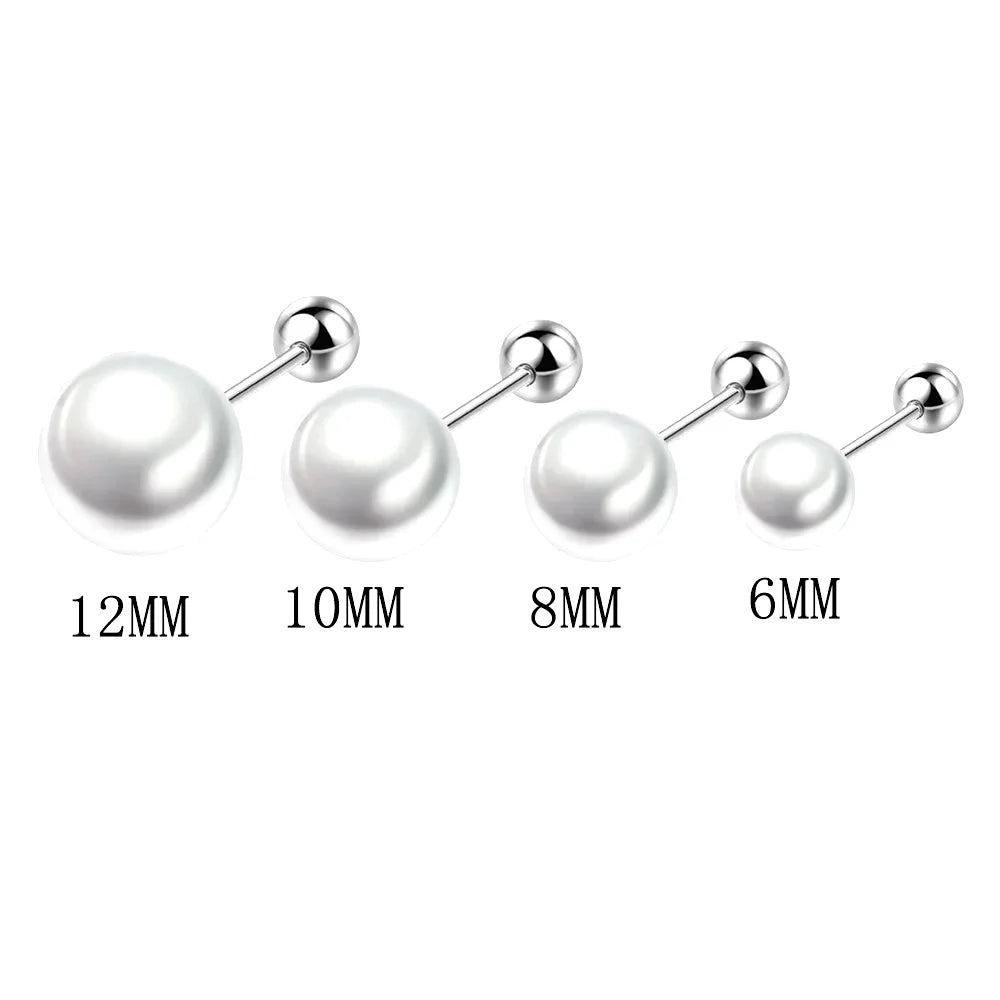 925 Sterling Silver freshwater pearl Earrings 6/8/10/12For Women Classic Geometric Twisted Line Earrings Jewelry