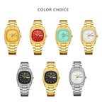 YaLaLuSi Vintage Tonneau Square White Dial Women Watch Day Date Display Brushed Solid Link Gold Bracelet Quiet Luxury Waterproof Ladies Quartz Wristwatch For Office Daily Commute