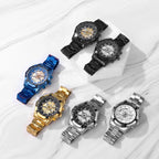 Men's Imitation Mechanical Quartz Watch Stainless Steel Strap Waterproof Watch Luminous Hands Dial Calendar Available mbzr