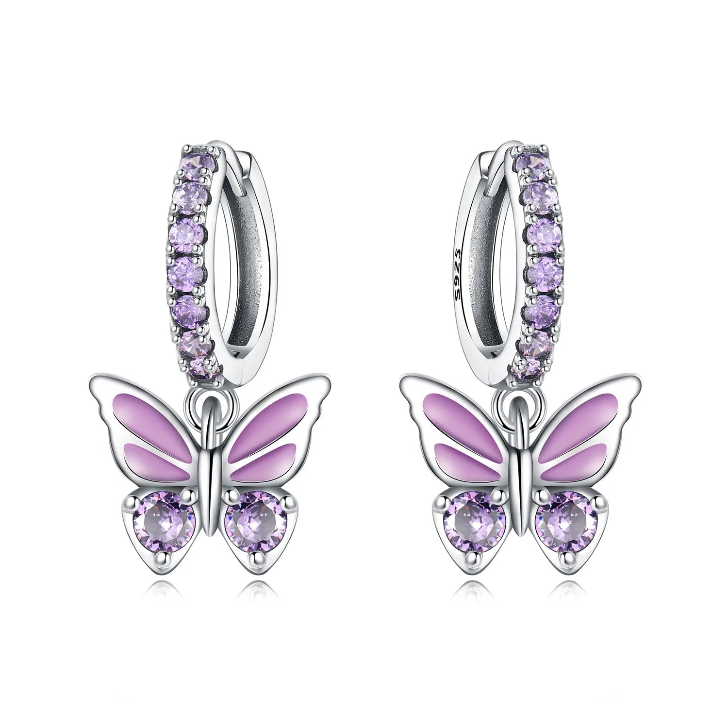 Original 2025 S925 Sterling Silver Zirconia Butterfly Gradient Dragonfly Earrings Women's Earring Jewelry Birthday Party Gift mbzr