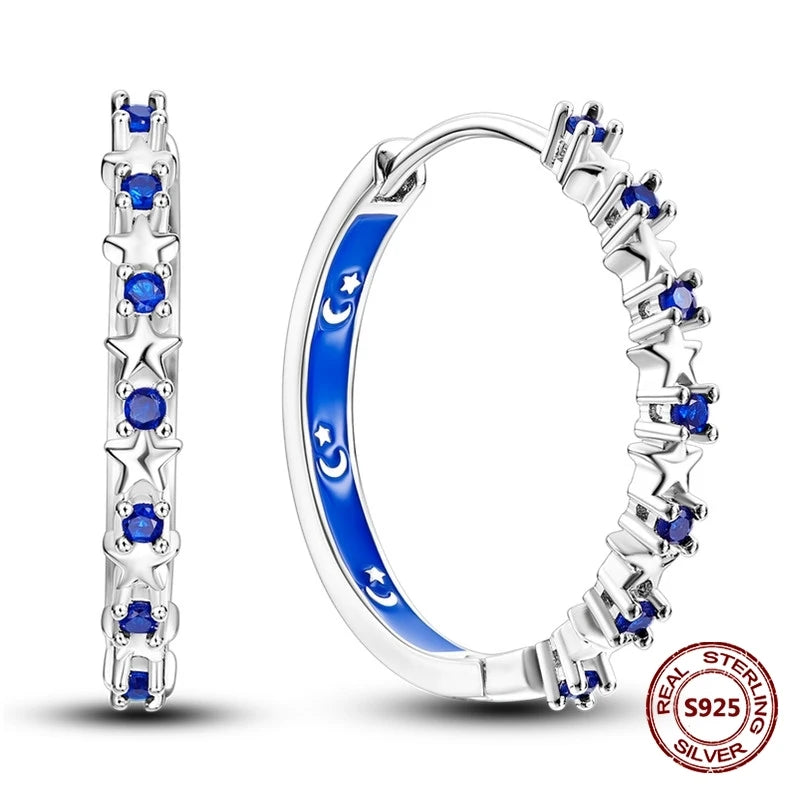 Fine Jewelry 925 Silver Rose Gold Plated Zircon Sparklin Hoop Earrings For Women mbzr