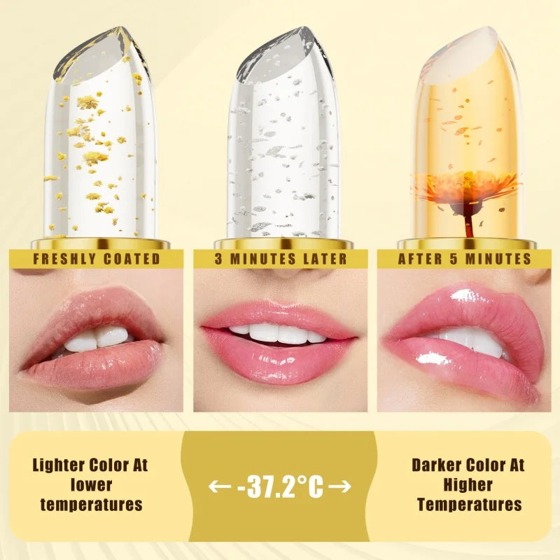Color Changing Lipstick,Gold Crystal Ph Lipstick Color Changing,Long Lasting 24 Hours Moisturizing Glossy Shine Lip Gloss mbzr