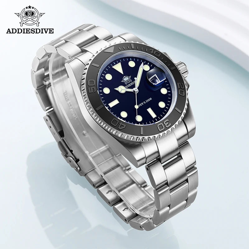 ADDIESDIVE Luxurious Men's Analog Quartz Watch BGW9 Luminous 20 Bar Waterproof Men's Diving Stainless Steel Men Watches H3