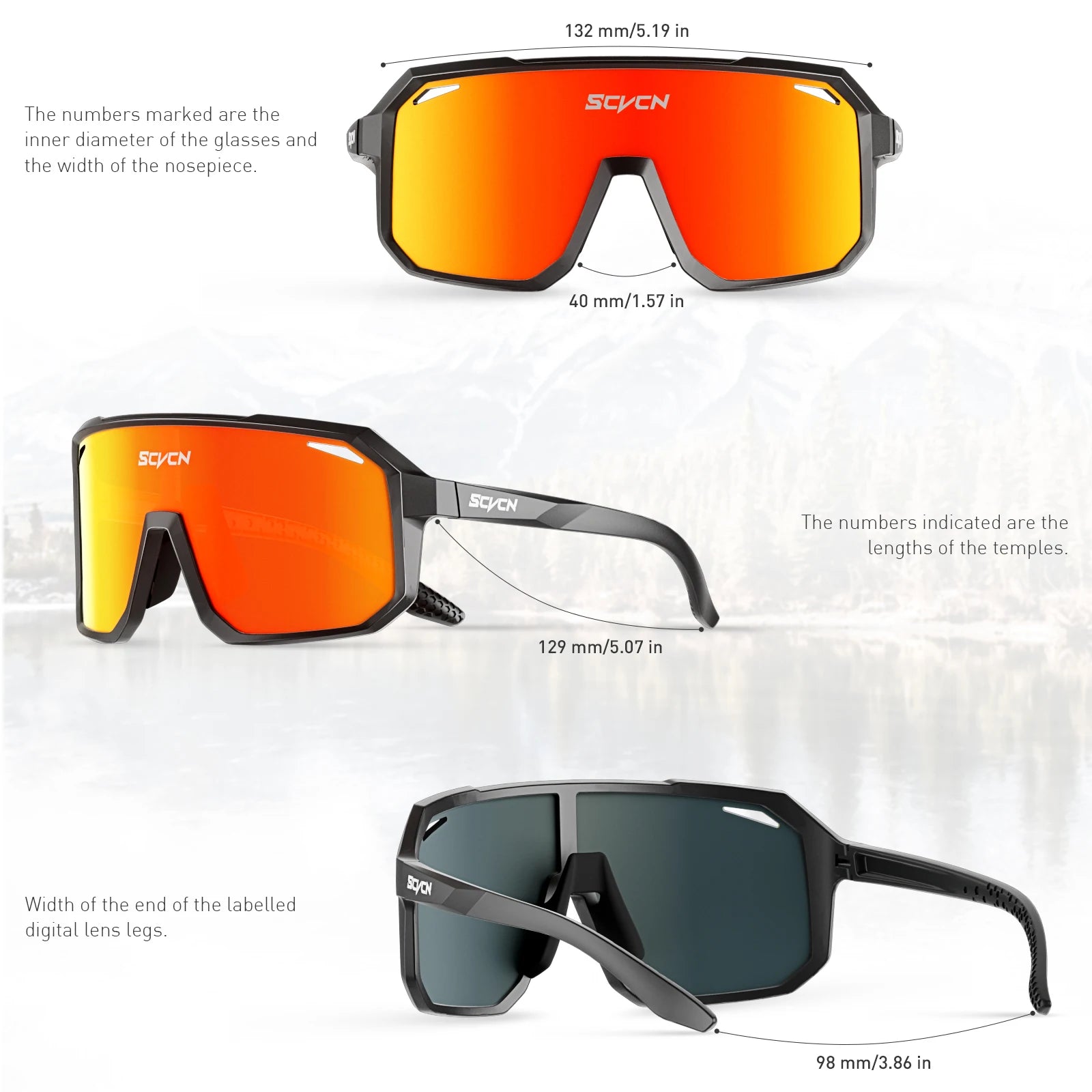 SCVCN Sunglasses Eyewear for Outdoors Bike Cycling Hiking Camping Golf UV400