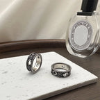Elegant Double Circle Geometric Ring Gold Tone Stainless Steel Women Finger Ring Daily Wear Accessories