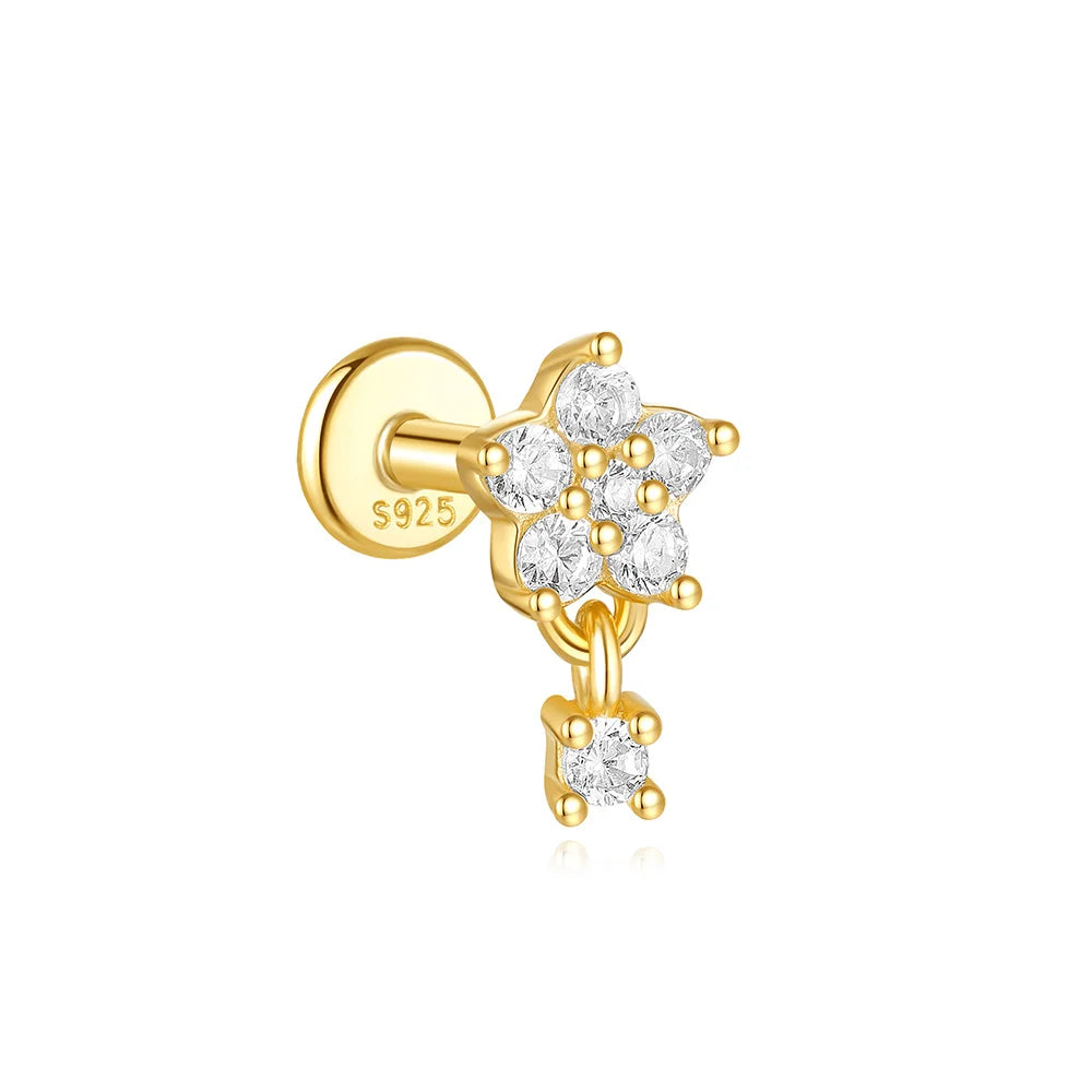 925 Sterling Silver Full Ear Dainty Piercing Ear Lobe Stud Earring for Women Helix Flat Earring Ear Bone Studs Fine Jewelry mbzr