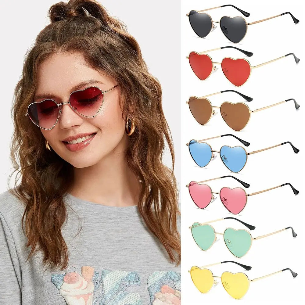 Trendy Heart-Shaped Glasses Women Heart Sunglasses Vintage Metal Frame Polarized Sun Glasses UV400 Eyewear