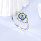 MULA Wedding Band Rings for Women Man 925 Sterling Silver Evil Eye Hand Celtic Knot Four-Leaf Clover Ring Stackable Jewelry Gift