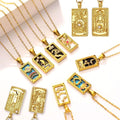 YILUOCD Original Zirconia Tarot Card Necklace Classic Tarot Queen Lover Magician Moon Wealth Amulet Stainless Steel Jewelry
