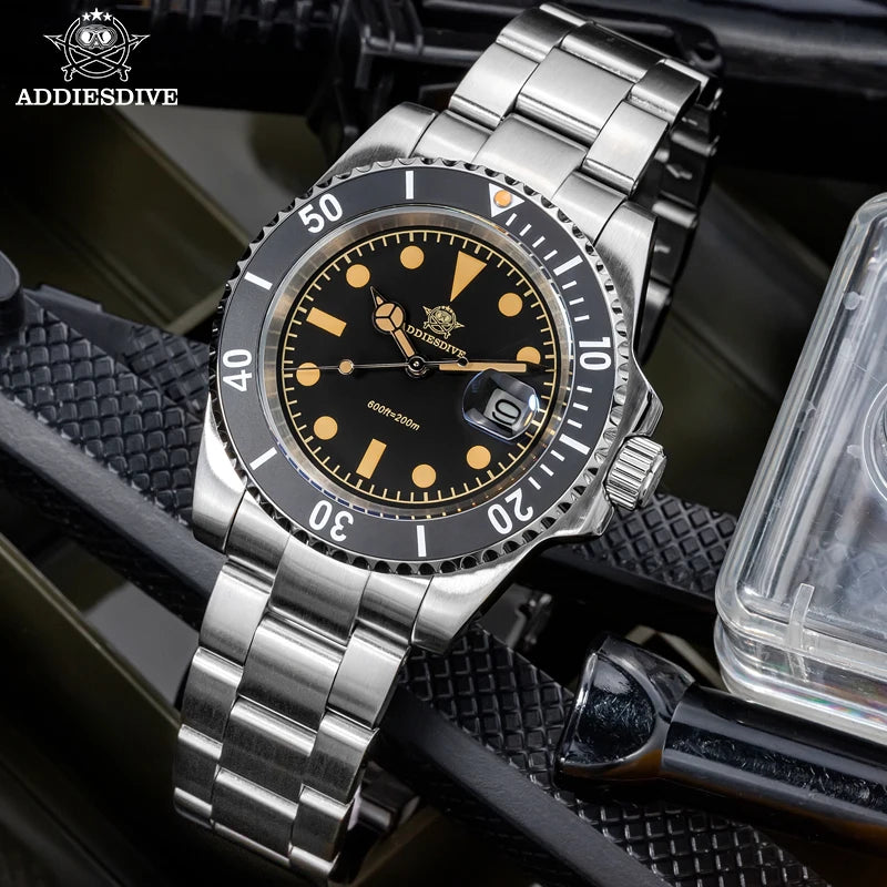 ADDIESDIVE 41mm Men's Quartz Watch 200m Diving Wristwatch c3 Retro Luminous Ceramic Bezel Stylish Men's Analog Watches AD2054 mbzr