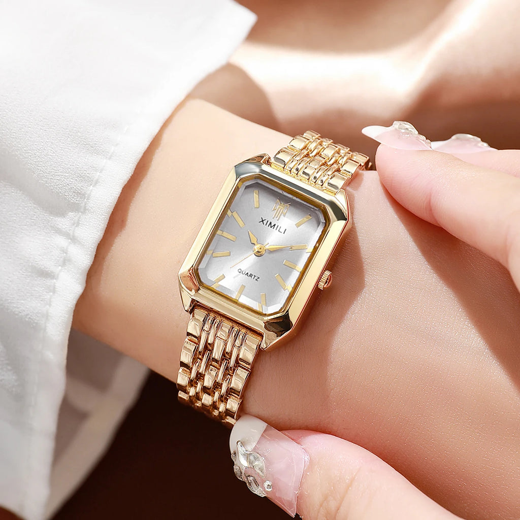 1/2/4PCS Luxury Women Watches Fashion Rectangle Woman Quartz Watch Stainless Steel Band Wristwatches Reloj Mujer（Without Box） mbzr