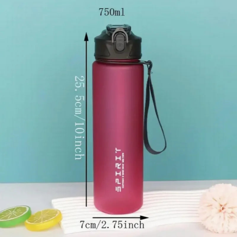 750ML Leak-Proof BPA-Free PC Sports Water Bottle with Straw & Handle, Insulated Design, Perfect for Fitness, Camping mbzr