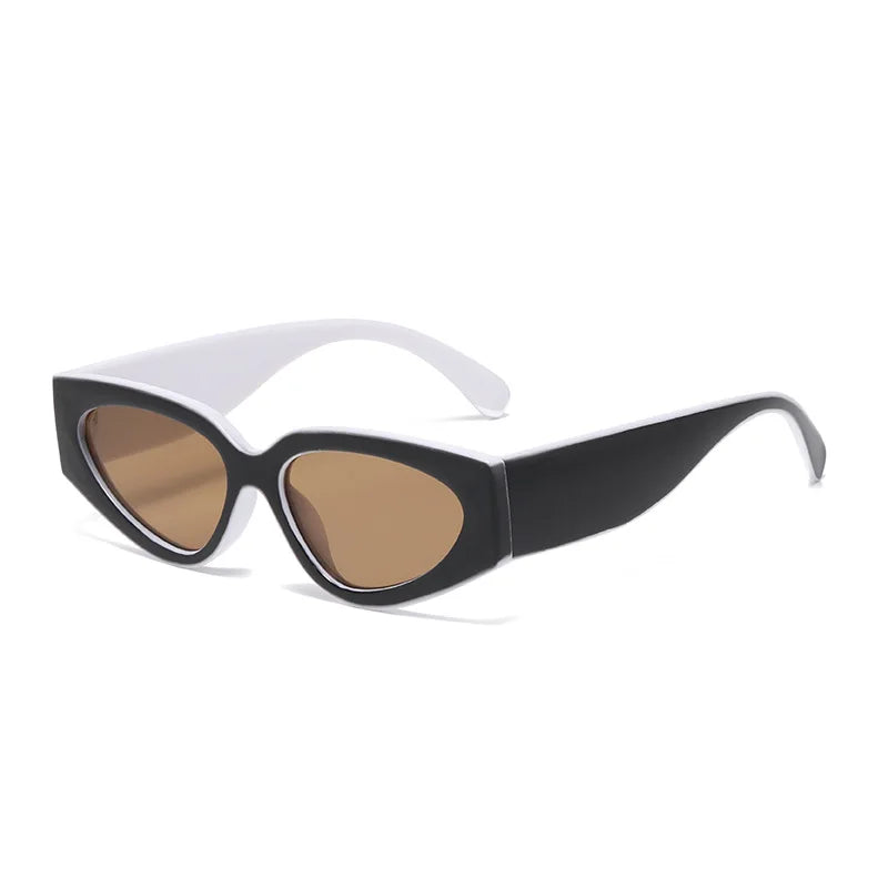 vintage patchwork small cat eye sunglasses women new fashion brand black white gradient sun glasses ladies trendy sexy shades