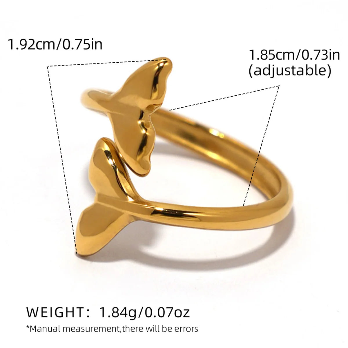 Fish Tail Stainless Steel Rings for Women New Design Metalic Texture 18 K Plated Finger Ring Waterproof Beach Vacation Jewelry