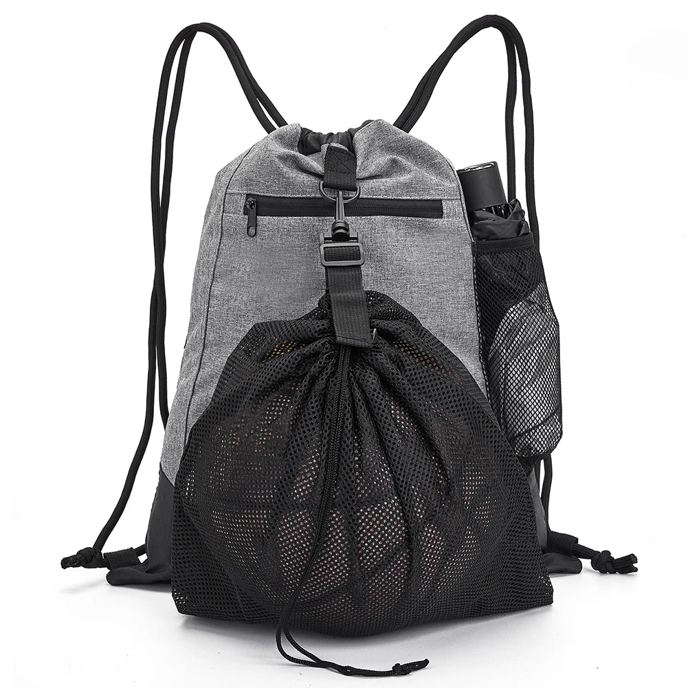 Foldable Soccer Backpack with Detachable Mesh Bag Gym Sackpack Large Capacity Nylon Ball Backpack Volleyball Baseball Yoga Bag
