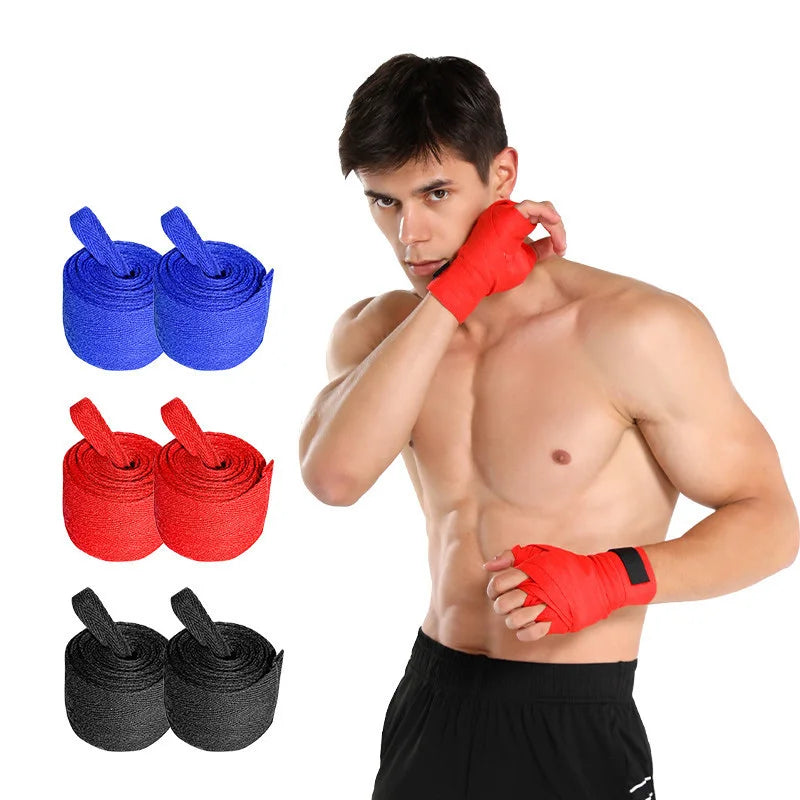 2PCS 1.5/2/3/5M Boxing Training Bandages Cotton Sports Bandages Sanda Kick Boxing Mma Hand Gloves Wraps Belt Boxing Sports Strap mbzr
