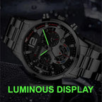 2pcs Luxury Mens Silver Quartz Watch With Stainless Steel Bracelet Men Fashion Business Casual Watch Luminous Clock mbzr
