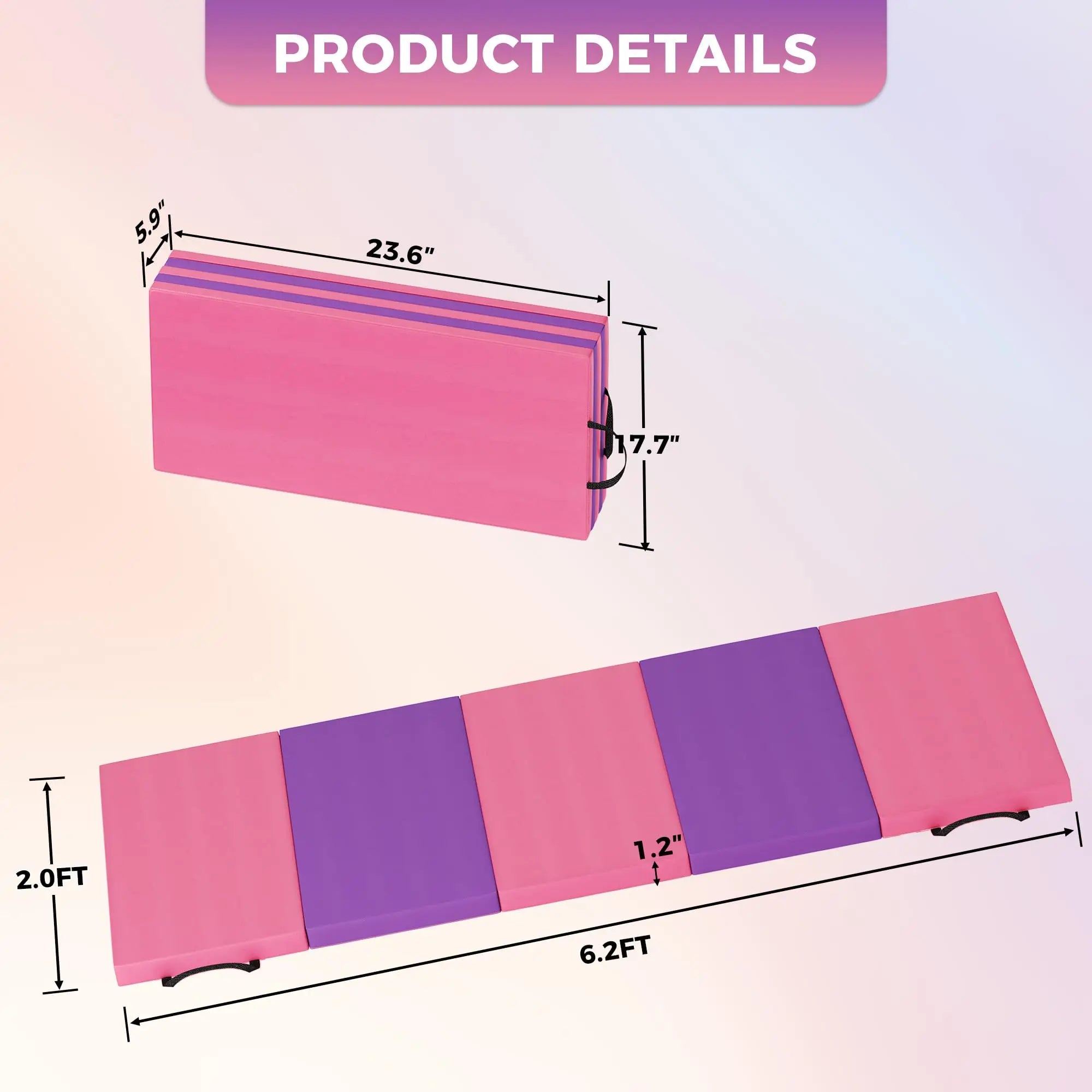 Gymnastics Mat,4-/5-fold Exercise Mats, Gymnastics Tumbling Mats, Thick Portable Home Gym Floor Pad for Yoga, Pilates, Aerobics mbzr
