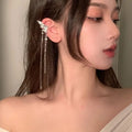 2026 Fashion Butterfly Ear Clips Women's Ear Piercing Tassel Ear Bone Clips Niche Feeling Wings Ear Hanging Ear Bone Earrings