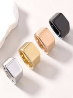Punk Style Stainless Steel Ring for Men, Unique Square Smooth Finish Titanium Ring, Bold Fashion Statement Jewelry, Stackable Rings, Stacking Rings, Square Shaped Ring, Stackable Finger Rings, Metal Rings