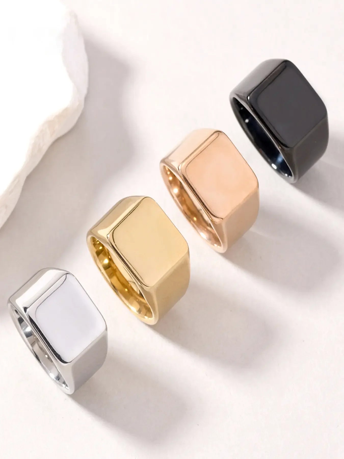 Punk Style Stainless Steel Ring for Men, Unique Square Smooth Finish Titanium Ring, Bold Fashion Statement Jewelry, Stackable Rings, Stacking Rings, Square Shaped Ring, Stackable Finger Rings, Metal Rings